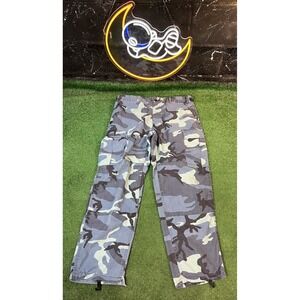 Vintage Blue Camouflage Mens Army‎ Military Cargo Pants Size 38X 30 USA Made